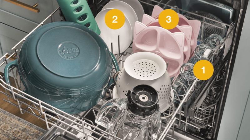 آموزش چیدن صحیح ظروف در ماشین ظرفشویی.