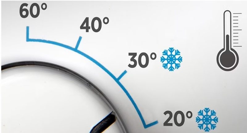 نشاندهنده درجه حرارتی ماشین لباسشویی
